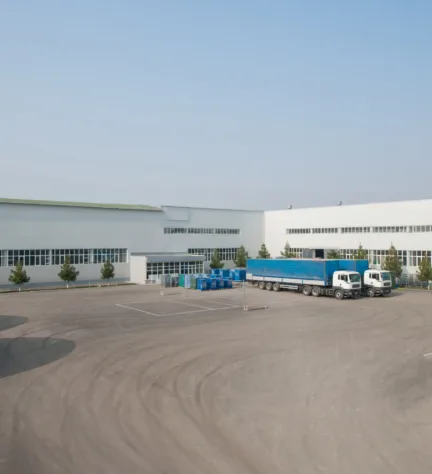 general view of the plant general view of the factory with trucks. a truck in the parking lot of the plant